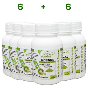 Pure Organic Moringa Capsules x 120 (Buy 6 Bottles, Get 6 free) - Image #1